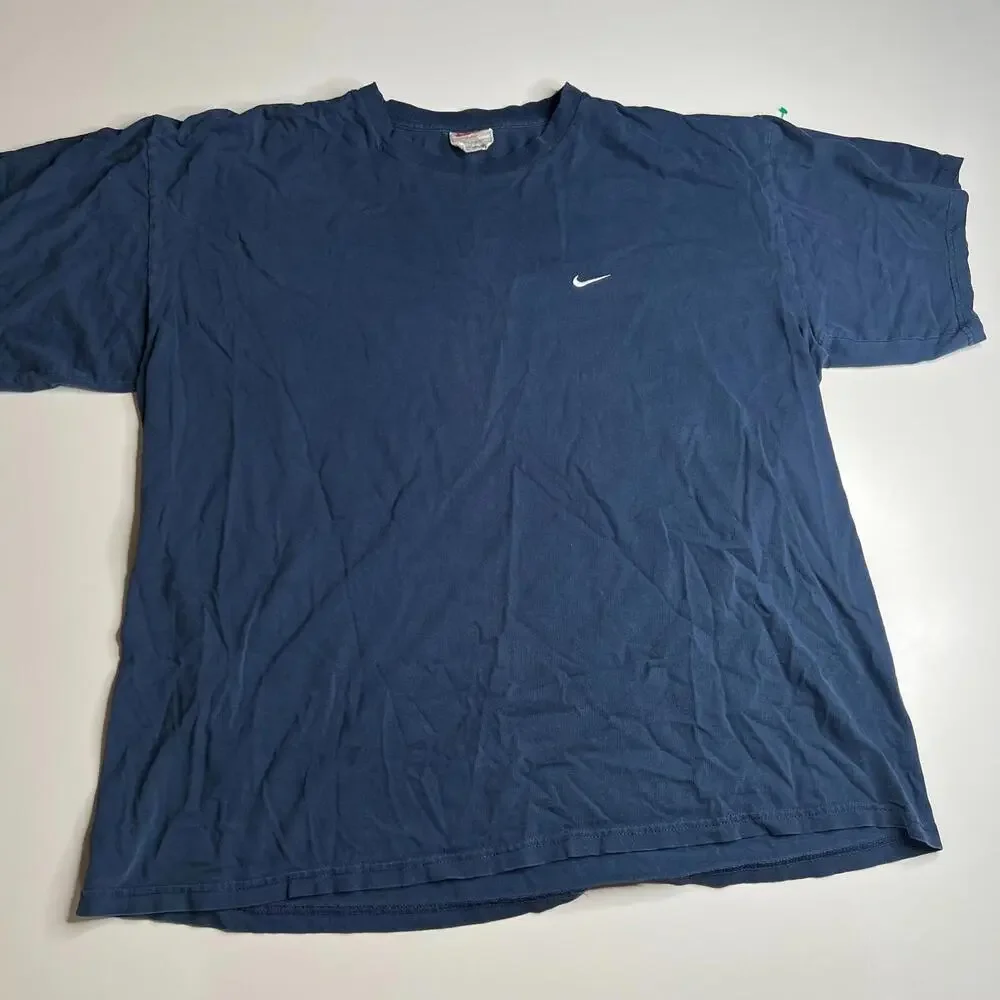 Vintage Nike T-Shirt Blue Swoosh Logo 90s Y2K‎ Men’s XXL Made in Mexico